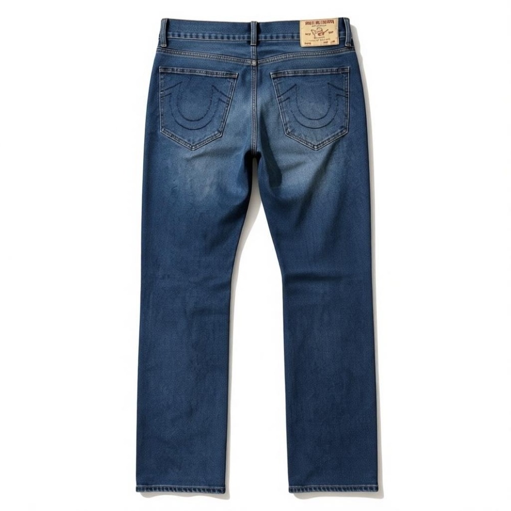 True Religion Men's Ricky Jeans Size 32‎ Blue Relaxed Straight Stretch Denim Y2K